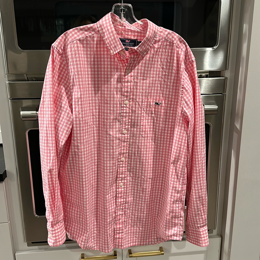 Vineyard Vines Men’s Medium pink/white gingham button down